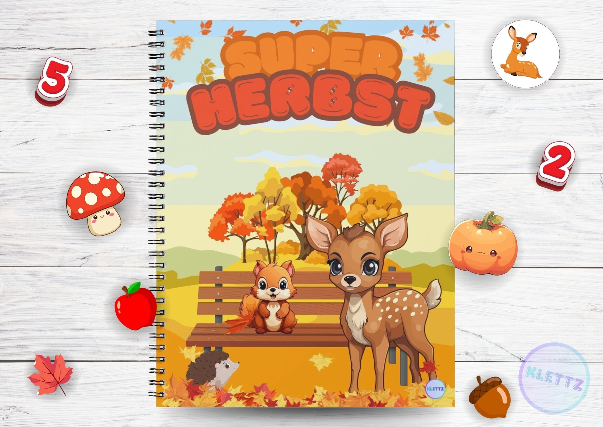 Super Herbst Kinder Spiel mit Waldtieren wie Eichhörnchen, Reh und Igel. Lernspiel für Kindergarten- und Vorschulkinder mit farbenfroher Herbstlandschaft und spielerischen Elementen zur Förderung von Zählen, Mustererkennung und Feinmotorik